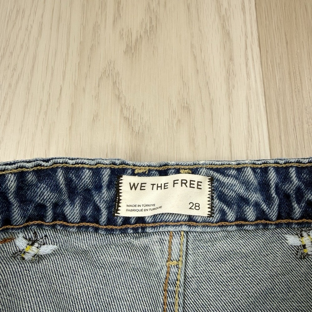 We The Free Jeans Ankle Bees Deep Trance Embroidered Dropped Boyfriend Button 29 - Picture 8 of 15
